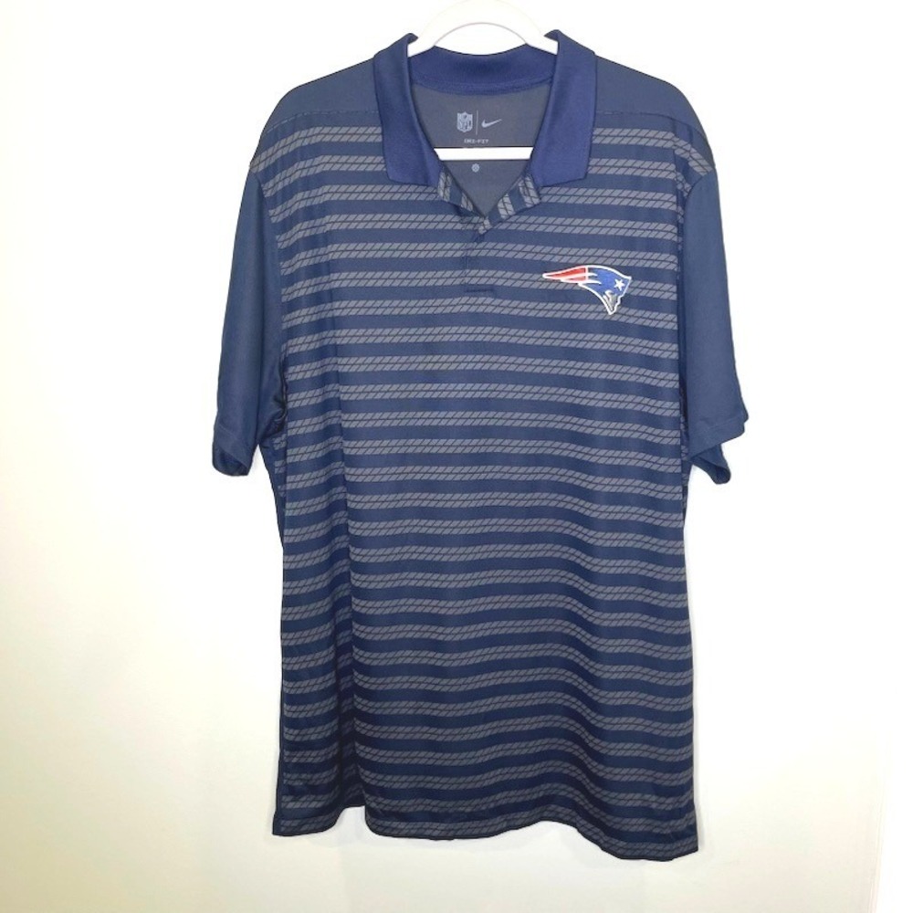 Nike NFL New England Patriots Dri-FIT Coach Sideline Style Polo Shirt XXL Navy